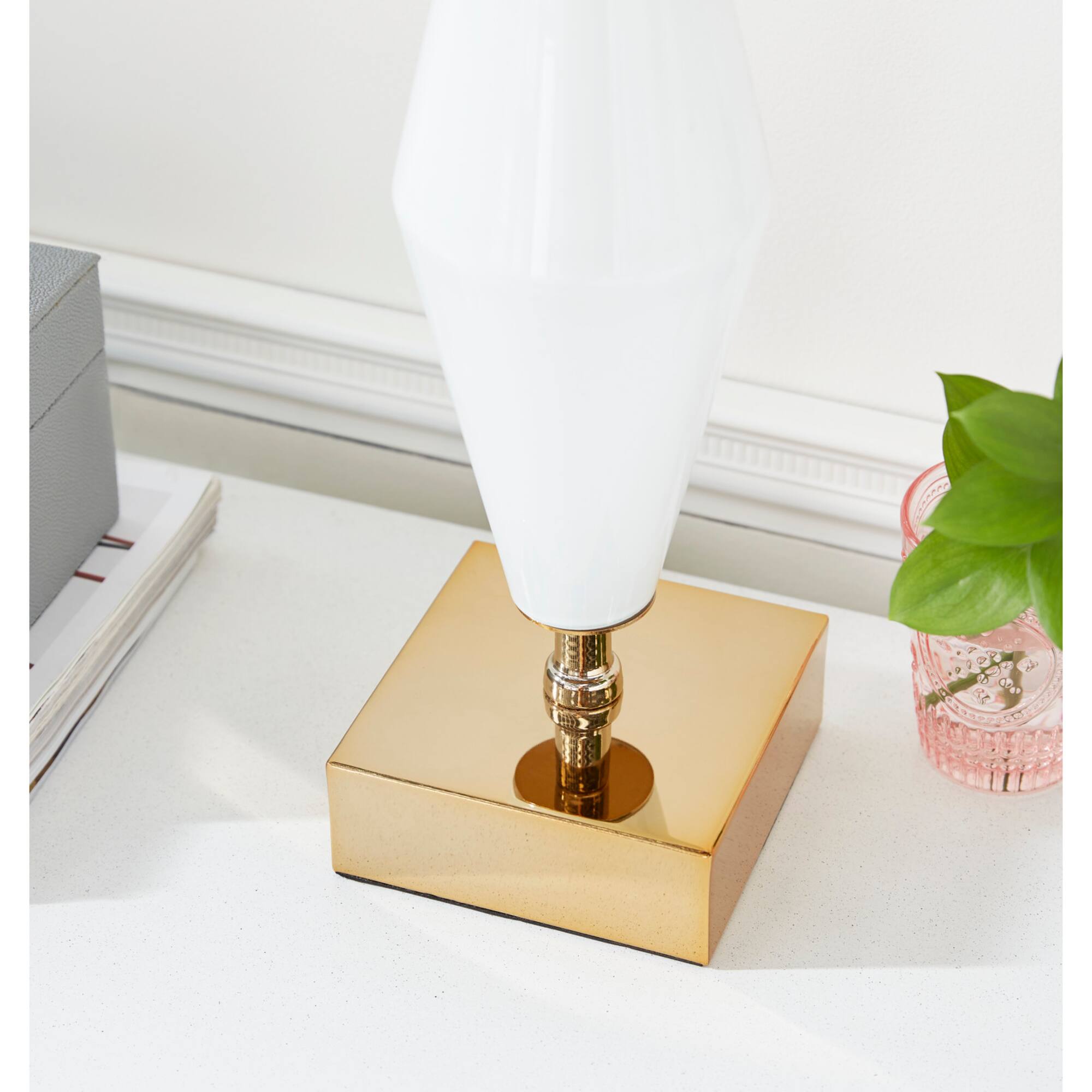 31" Gold Glass Transitional Table Lamp